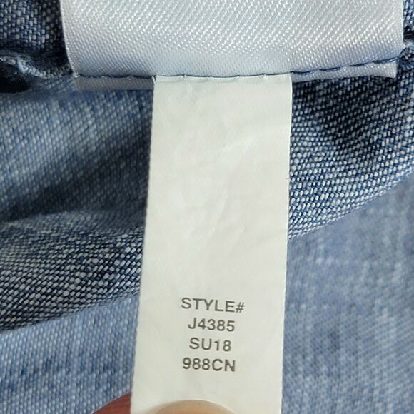 J Crew Jumpsuit Womens 16 Blue Chambray Denim Sleeveless Wide Leg Zip Front - Picture 16 of 16